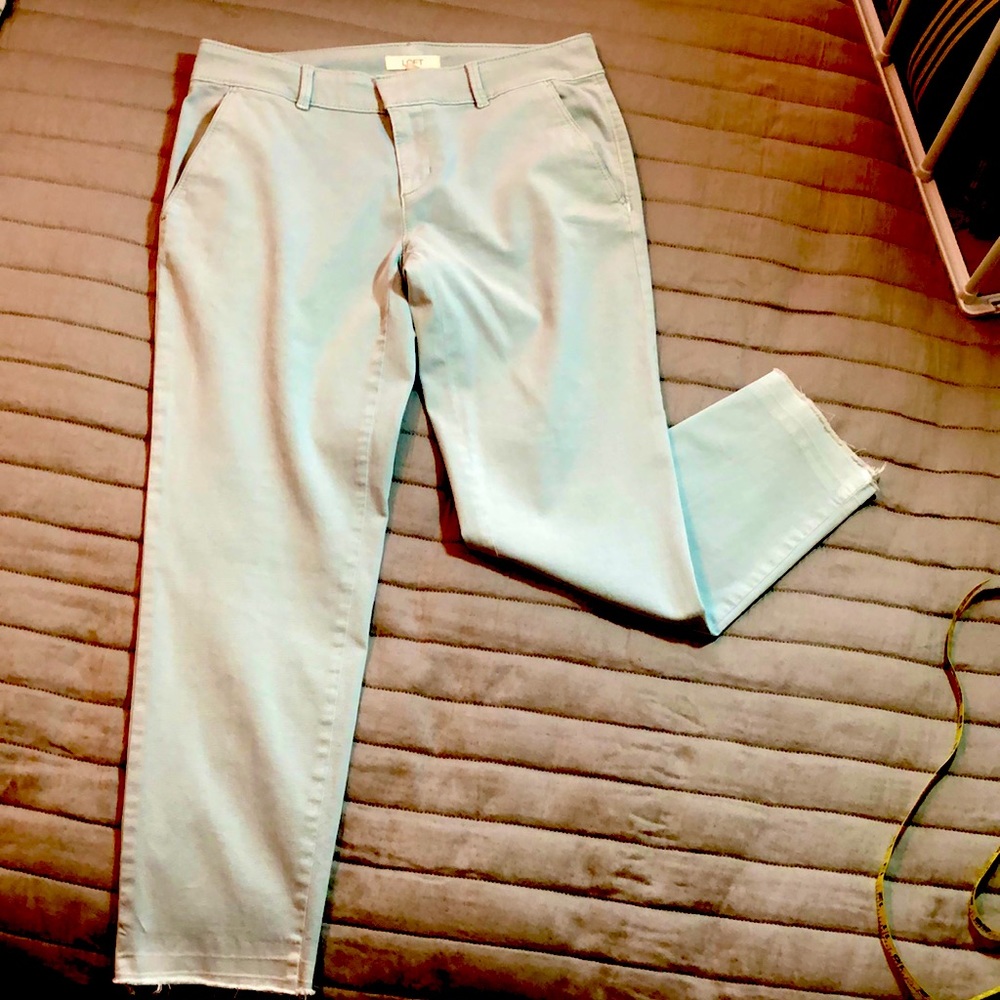 Ann Taylor LOFT light aqua cotton stretch pant